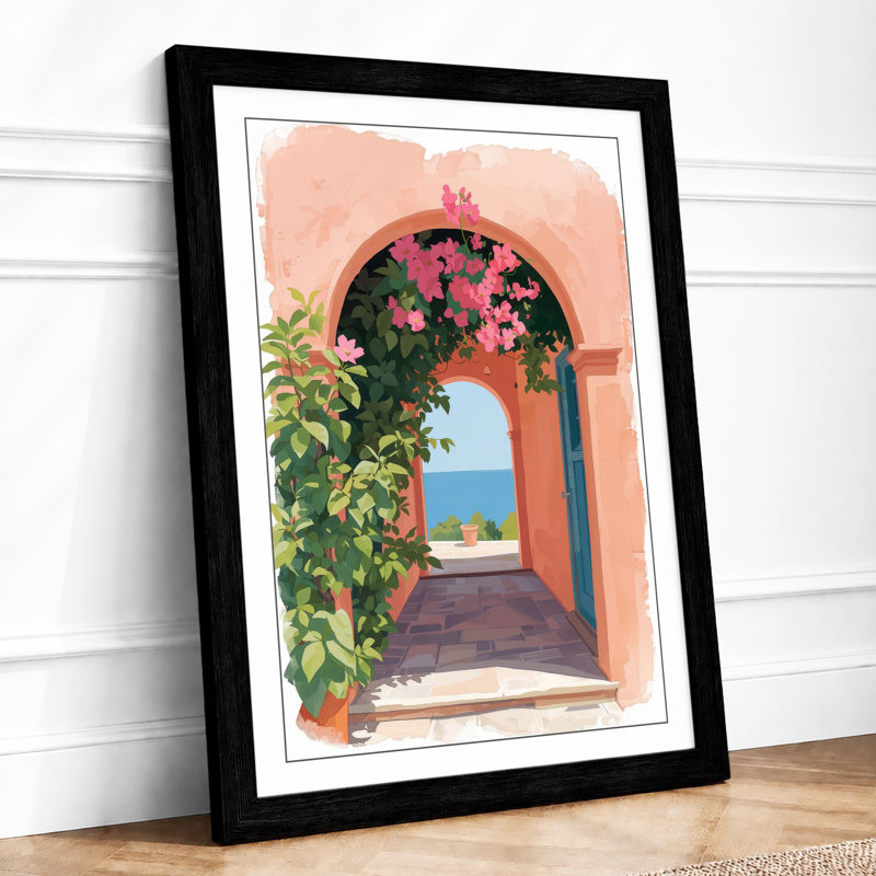 Mediterranean Doorway Coastal - Framed Print, A1 - 84.1 x 59.4 cm, Black