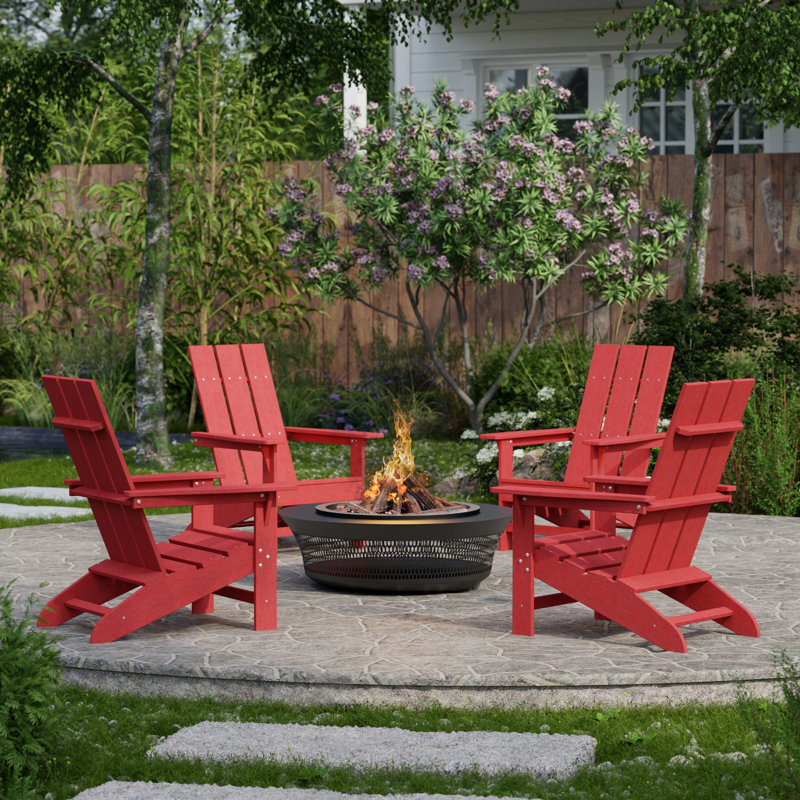 Freedom 4-Piece Modern Adirondack Conversation Set, Cardinal Red