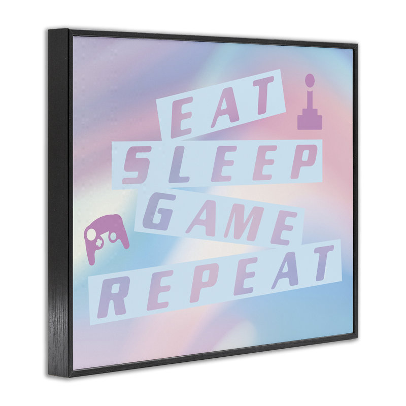 «Pastel Eat Sleep», giclée encadrée, design par Yass Naffas Designs, H 24 po x l 30 po, Giclée encadrée noir minuit