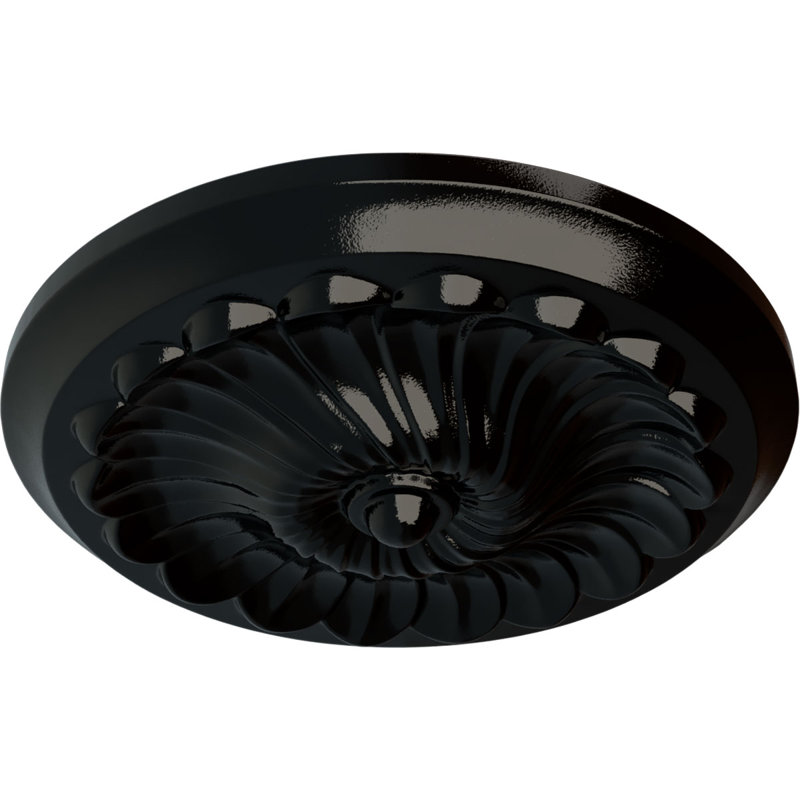Médaillon de plafond en spirale Endurathane Flower, DO 12 1/4 po x P 2 1/4 po (pour auvents jusqu'à 2 po), finition perle noire peinte à la main