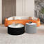 Table basse cylindrique moderne, matériau de haute qualité, sans assemblage, plateau en marbre élégant pour lampes, cadre en cuir, bureau unique, salon