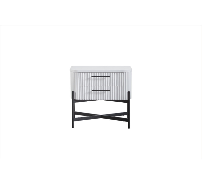 Table de chevet 2 tiroirs Eastville, Blanc