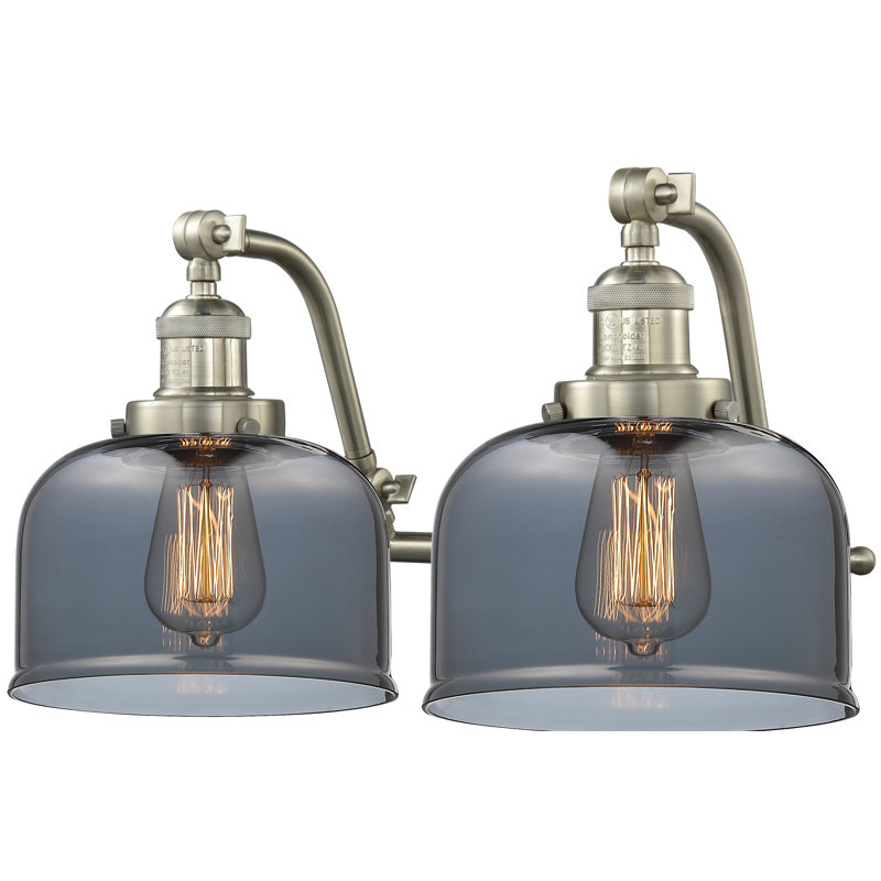 Bonomo 2 - Light Dimmable Vanity Light, Brushed Satin Nickel, 3 W LED Vintage Dimmable Bulb, Plated Smoked