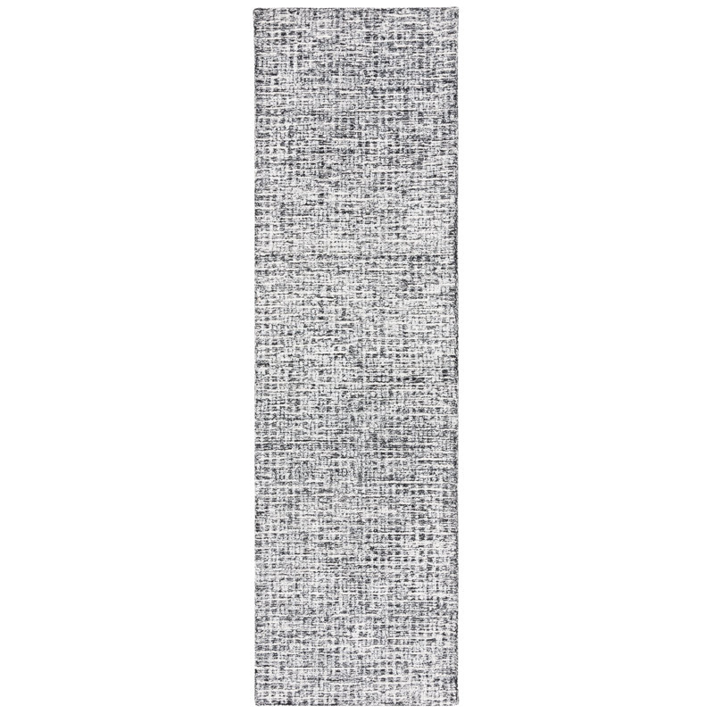 Glamour Hand Tufted Viscose Wool Cotton with Latex Geometric Rug in Ivory/Black, Runner 2'3" x 8'