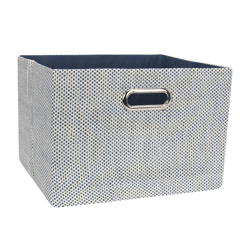 Grey Foldable/Collapsible Storage Bin/Basket Organizer with Handles, Blue