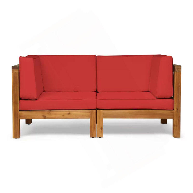 Causeuse BRAVA à dossier en X, rouge, 2, Coussin rouge / cadre brun