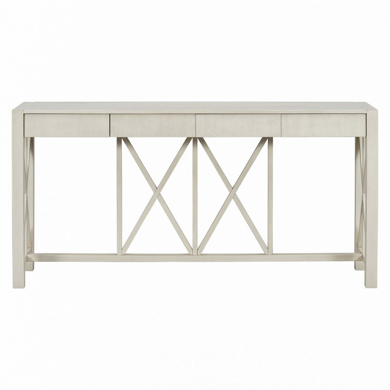 Console en placage d'acacia 60 po avec 4 tiroirs spacieux, Beige