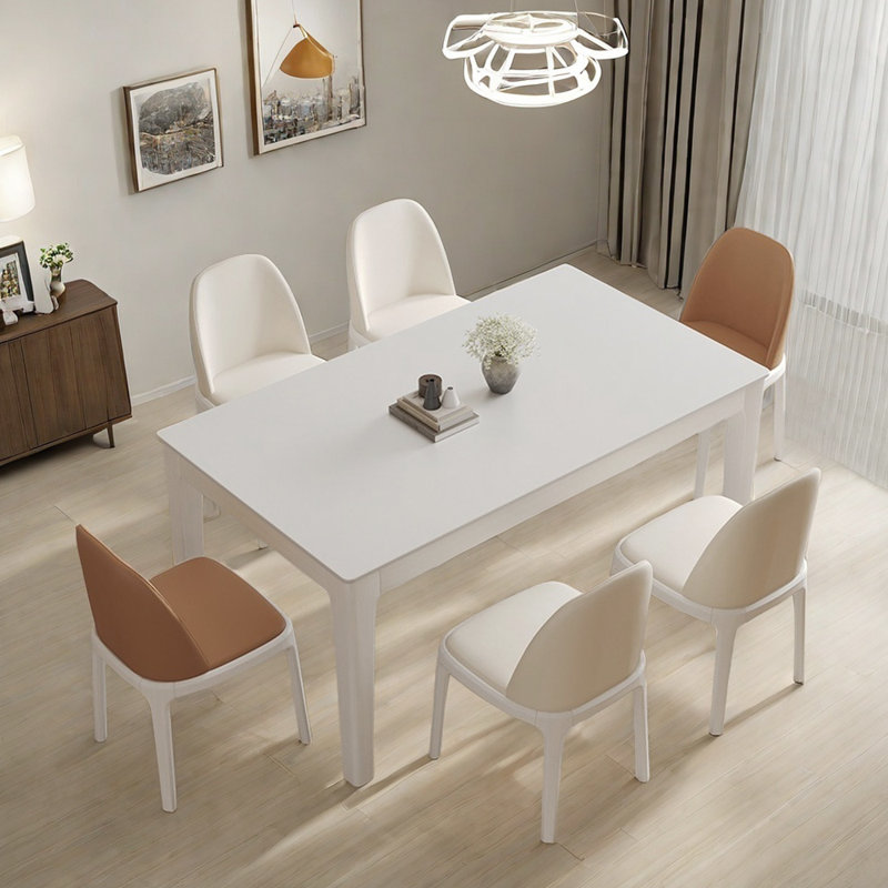 Simple modern rectangle dining table set, 29.5"H x 70.9"L x 35.4"W