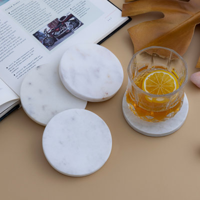 Marble Round 4 Piece Coaster Set