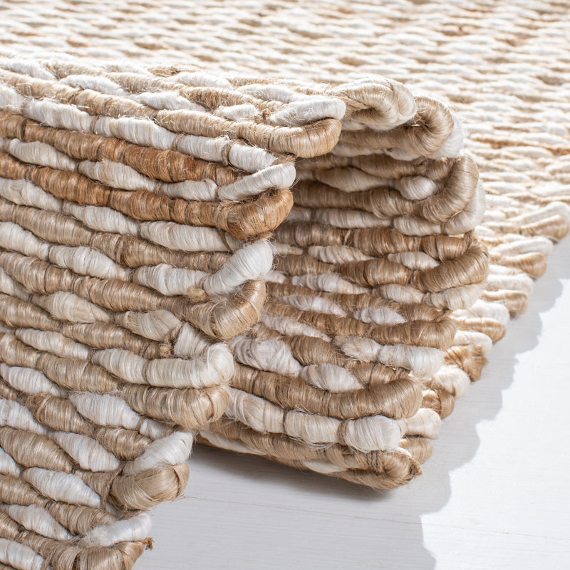 Andreu Natural Fiber Hand Woven Jute Rug, Rectangle 4' x 6'