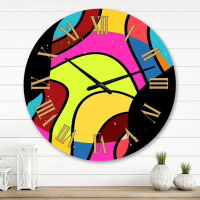 Oversized Vintage Abstract In Vibrant 70S Colors III Wall Clock