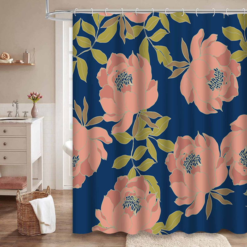 Rideau de douche imperméable à motif floral avec 12 crochets BotanicaMod, L 72 po x l 84 po