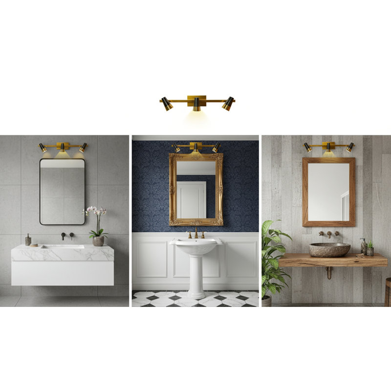 Éclairage pour salle de bain Aurora, H 7 po x l 21,3 po x P 7 po, Trois lumières