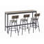 Ensemble de longues tables de bar avec 3 tabourets de bar rembourrés en polyuréthane