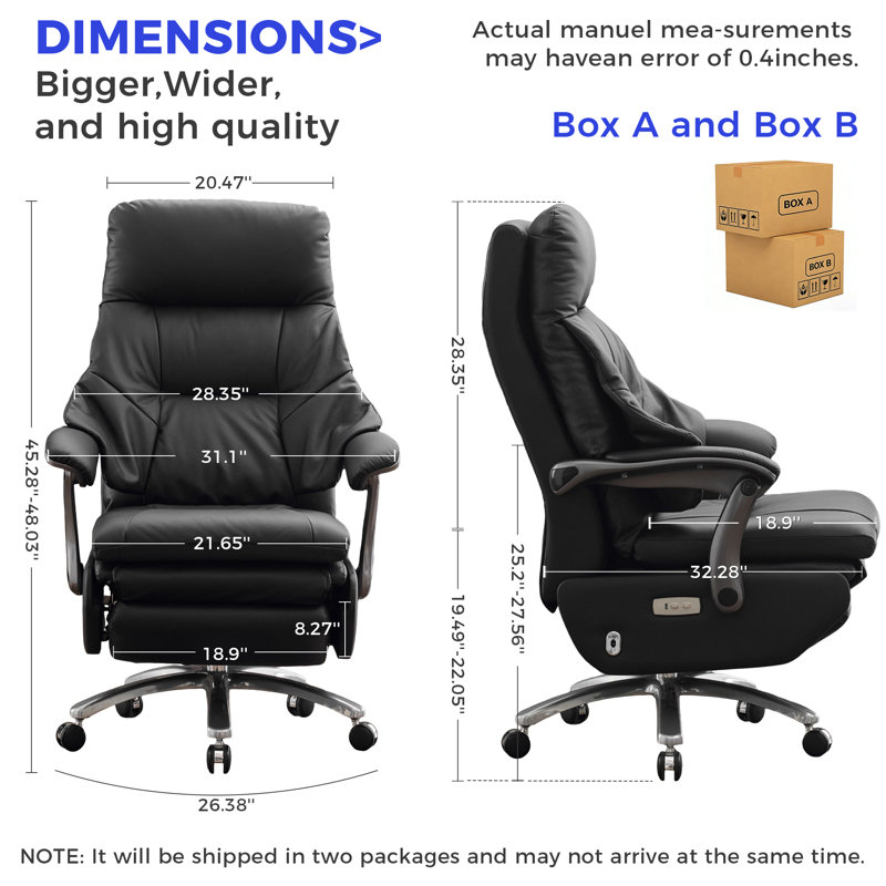 Electric Reclining Executive Office Chair With Footrest, Big And Tall High Back Ergonomic Home Desk Chair, Comfortable Computer Chair With Wheels And Usb Port