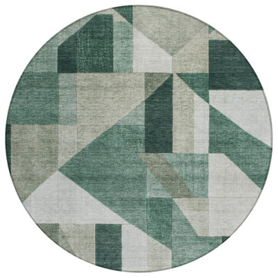 Machine Washable Indoor/Outdoor Earleville ACN2365 Geometric Rug