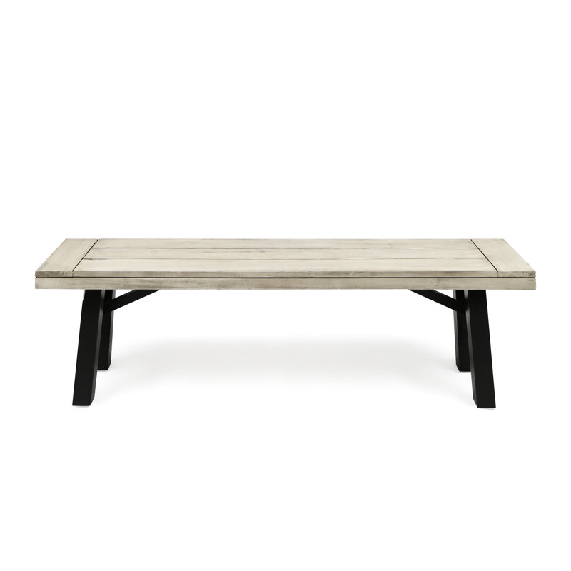 Banc en bois gris avec résistance aux intempéries et panneaux de lattes élégants, banc rustique de 63 pouces de largeur, capacité de poids de 600 lb, hauteur de 17,53
