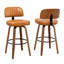 Tabourets de comptoir pivotants rembourrés en cuir de polyuréthane de style Mid-Century avec dossier courbé en bois-984185780-984185778