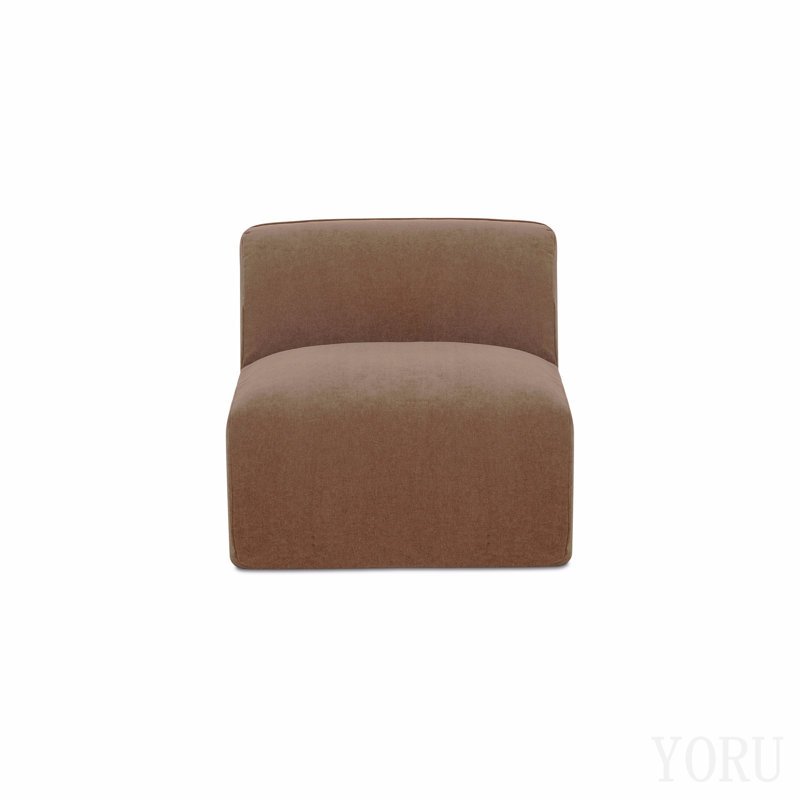 Fauteuil d'appoint monobloc - Fauteuil modulable, housse en polyester, mousse haute densité garnie de duvet, couleur moka