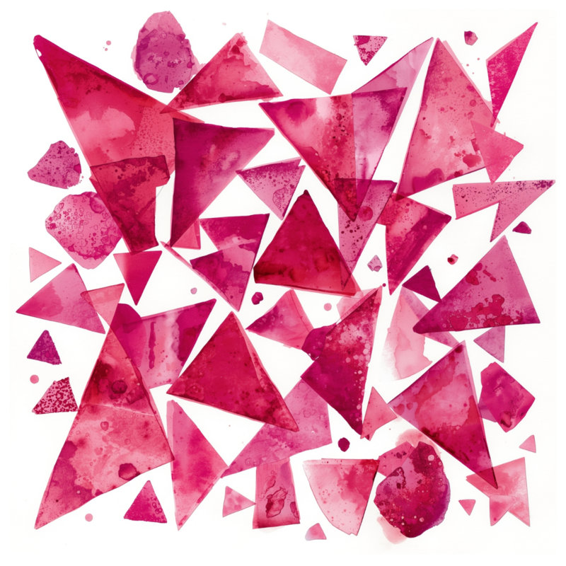 Tapisserie murale géométrique triangles roses - Décoration murale triangles, H 68 po x l 80 po avec 4 œillets