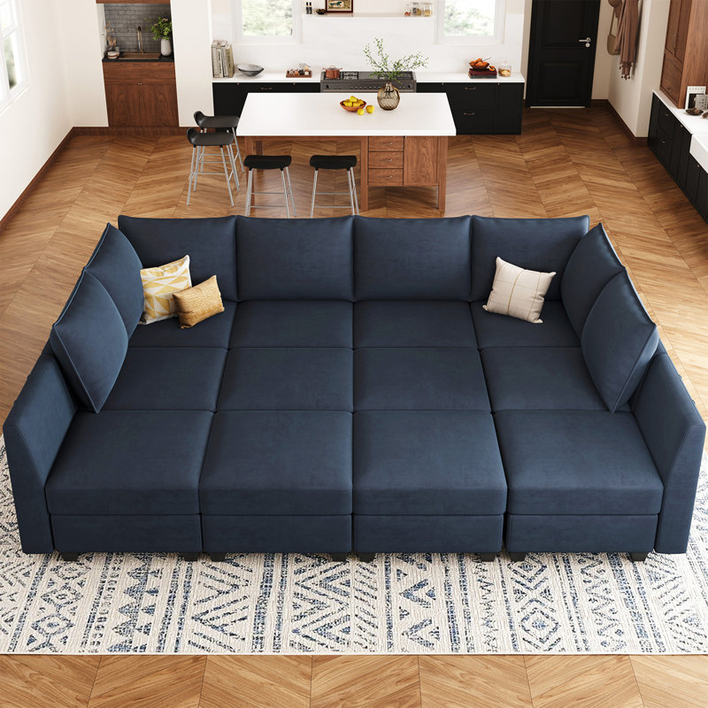 Allinson 13-Piece Oversized 112.6'' Wide Velvet Freely Combined Modular Sofa Bed King Sleeper Variable Livingroom Large U Shaped Sofa Storage Couch