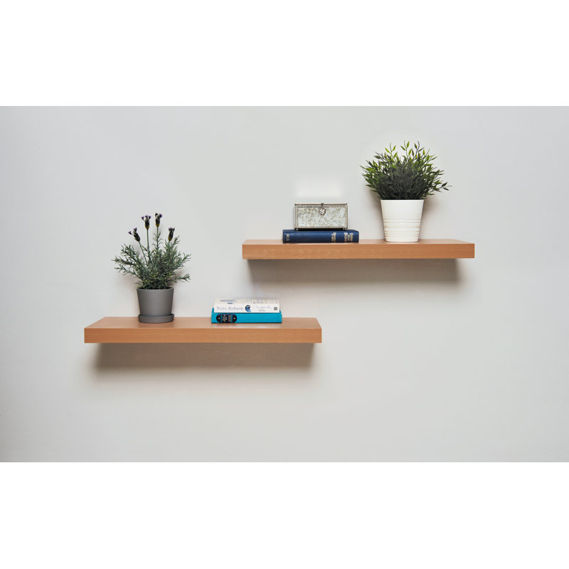 Katie-Jane Pack of 2 Oak Effect Floating Shelves, 3.8cm H x 40cm W x 23.5cm D
