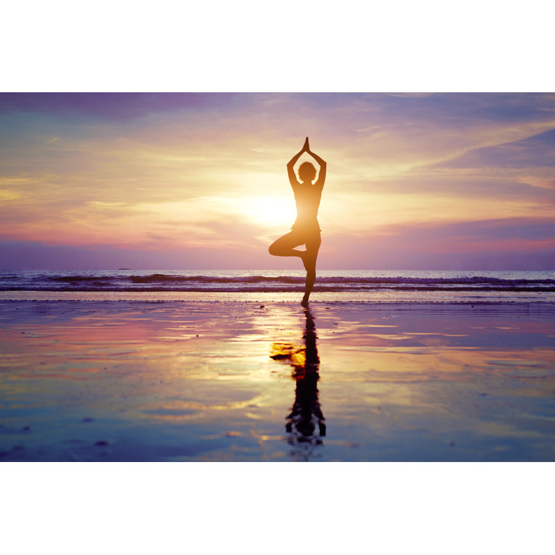 Yoga On The Beach by Anyaberkut - Wrapped Canvas Print, 30cm H x 46cm W