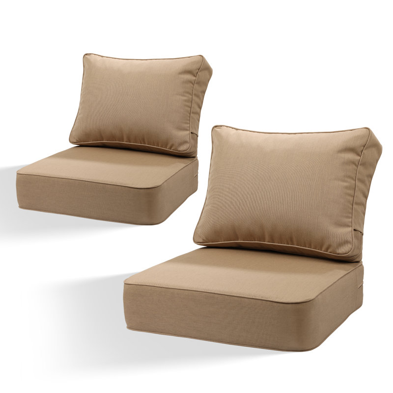 6 Inch Sunbrella Outdoor Chair Seat Back Cushion Set, 24" W x 25" D, Canvas Heather Beige