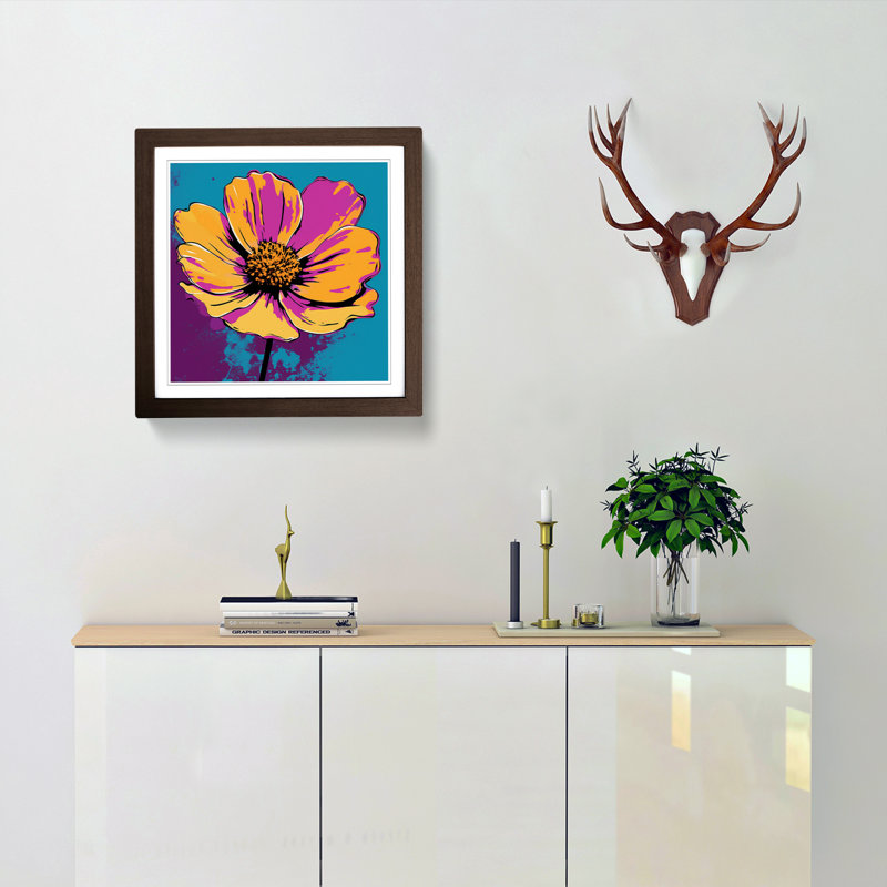 Cosmos Pop Art - Single Picture Frame Print on Wood, Walnut
