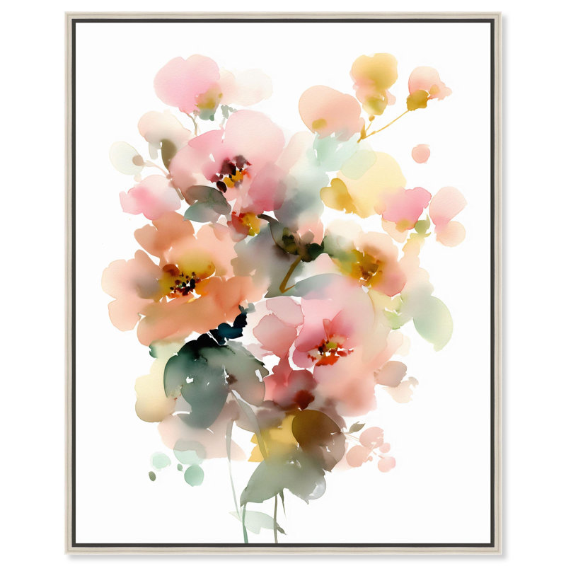 Décoration murale printanière sur toile Soft Bloom Cascade II par Art Remedy, H 21 po x l 17 po, Cadre argenté