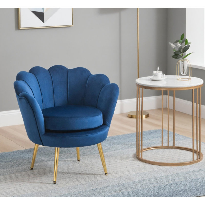 Chaise d'appoint luxueuse en velours, structure en acier, conception moderne de lotus pour la maison