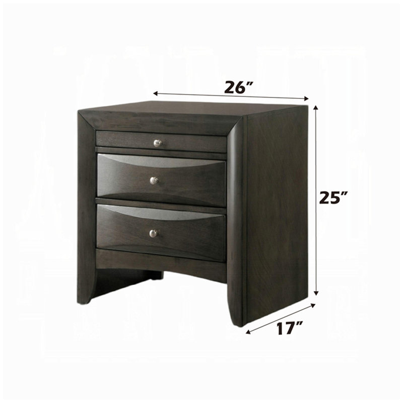 Table de chevet 2 tiroirs en bois, Gris