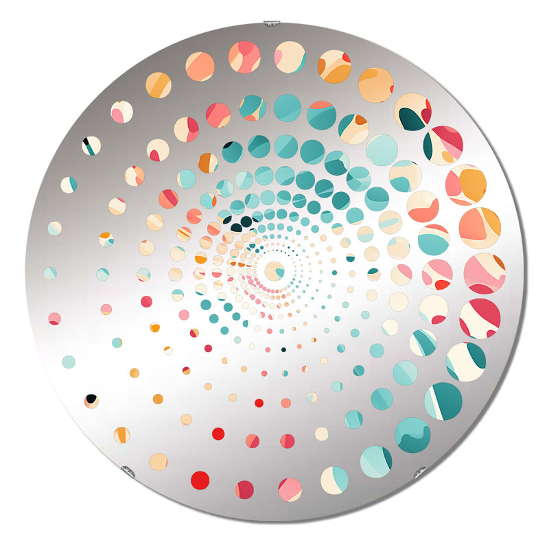 Multicolore Feather Fury - Miroir mural spiralé, 23,6 po x 23,6 po