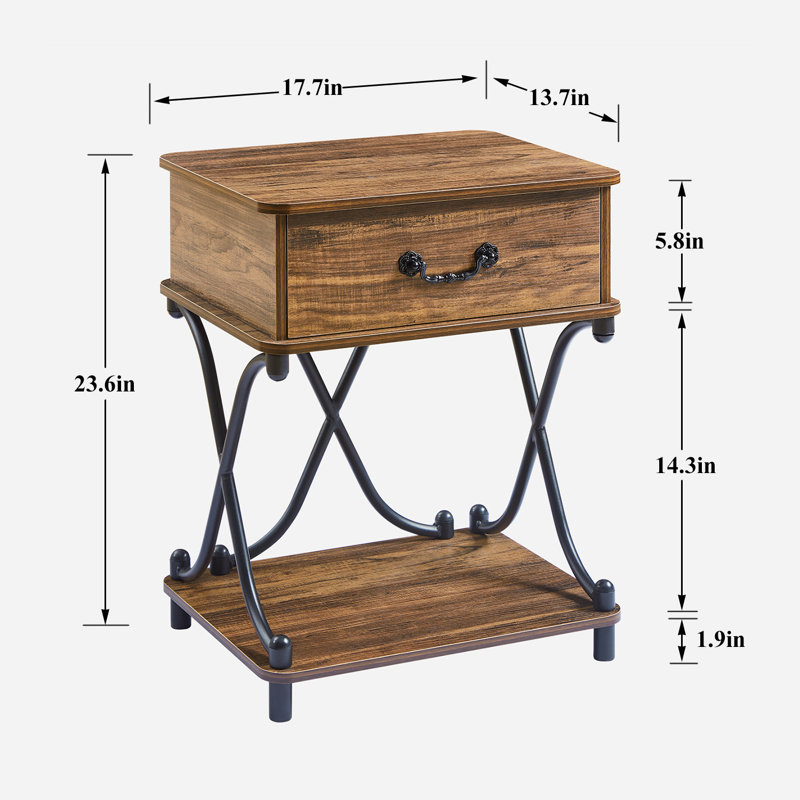 Kempst 17.7'' W Nightstand, Brown, Set of 2