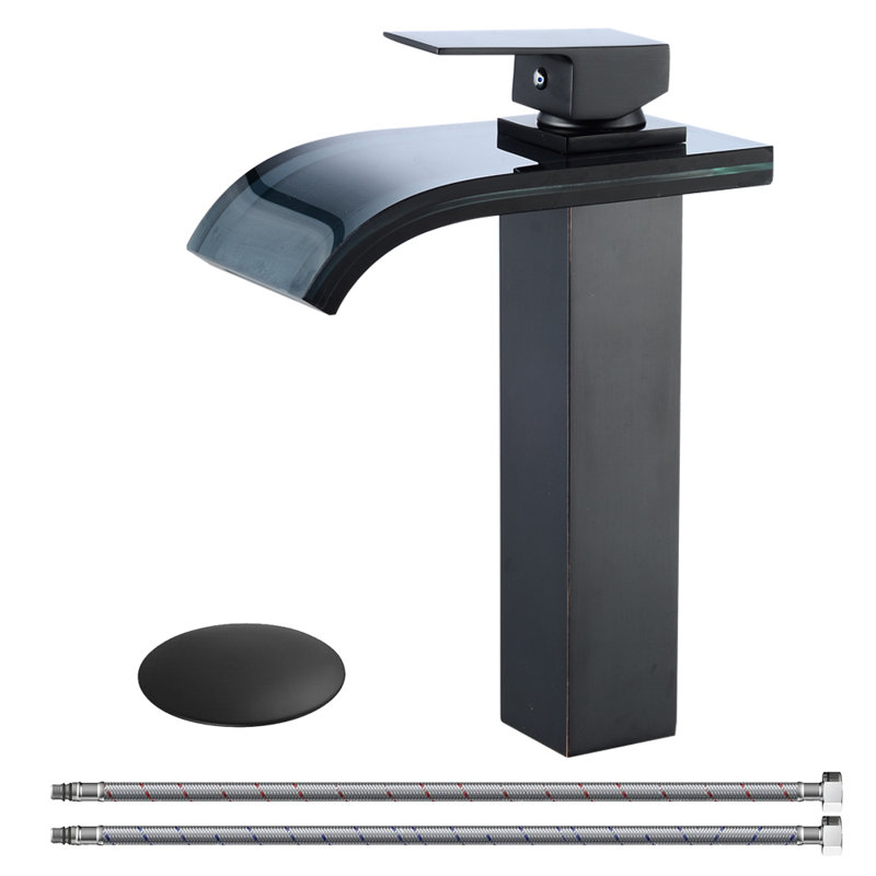 Single-Hole Bathroom Faucet with Drain Assembly, Matte Black