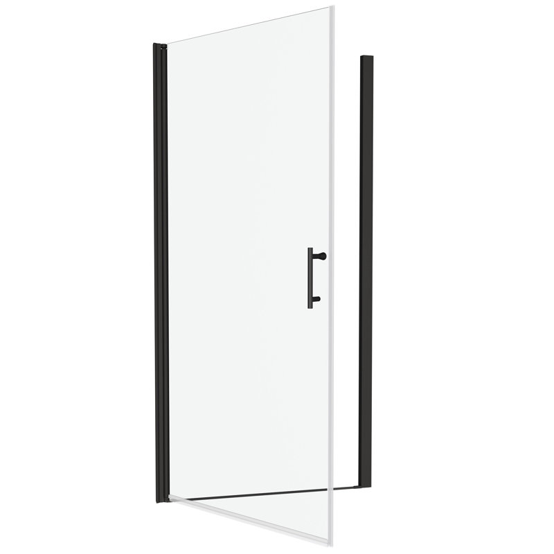 Porte de douche noire matte avec pivot universel - verre trempé de 1/4 po, réglable de 1 3/8 po, fuite efficace, méthode d'installation facile en 36 000 fois, test de fonctionnement, simple