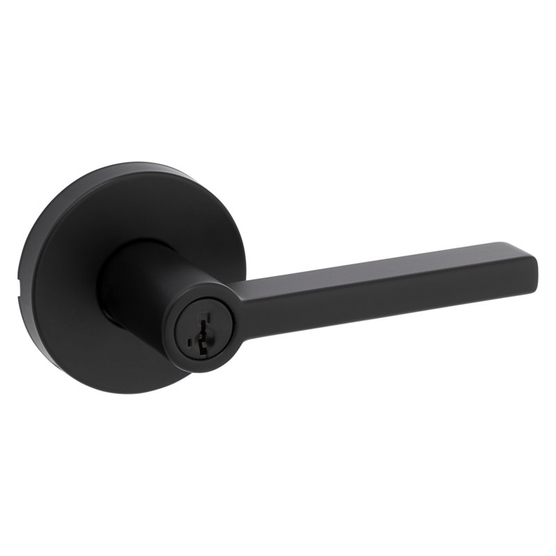 Halifax Keyed Storeroom Lever featuring SmartKey Security, Matte Black