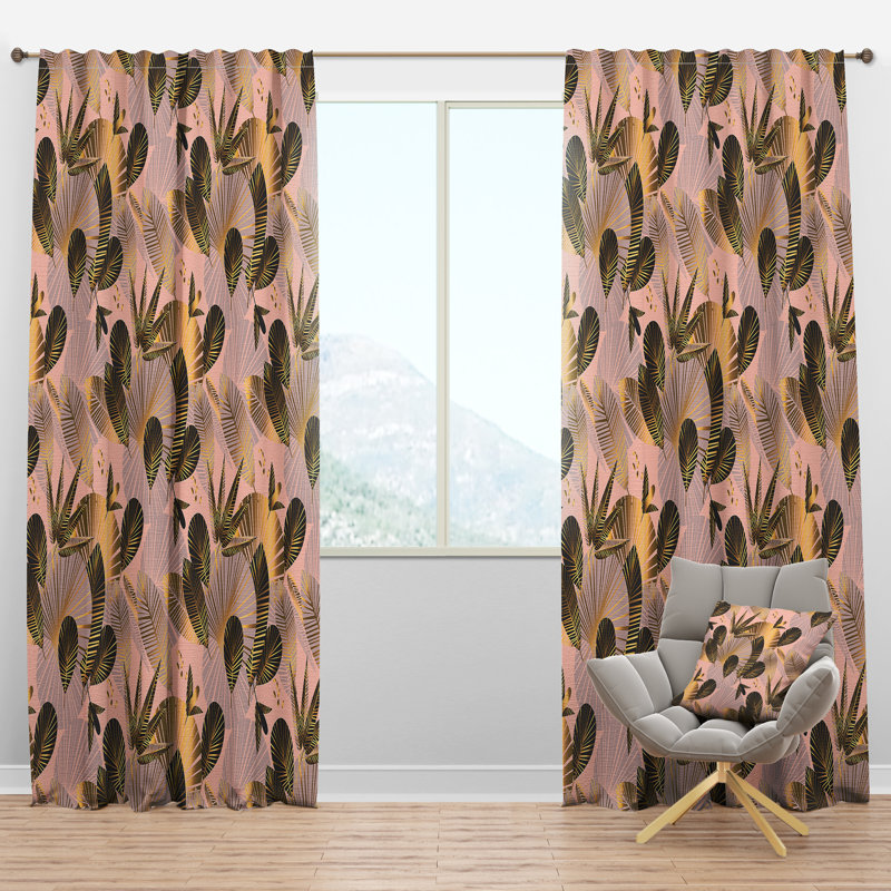 Panneau de rideau simple semi-diaphane avec passe-tringle Mid-Century Foliage, l 52 po x L 95 po