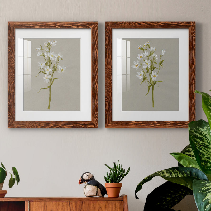 «White Field Flowers I», ensemble de 2 cadres photo, Érable, H 24 po x l 36 po x P 1,5 po