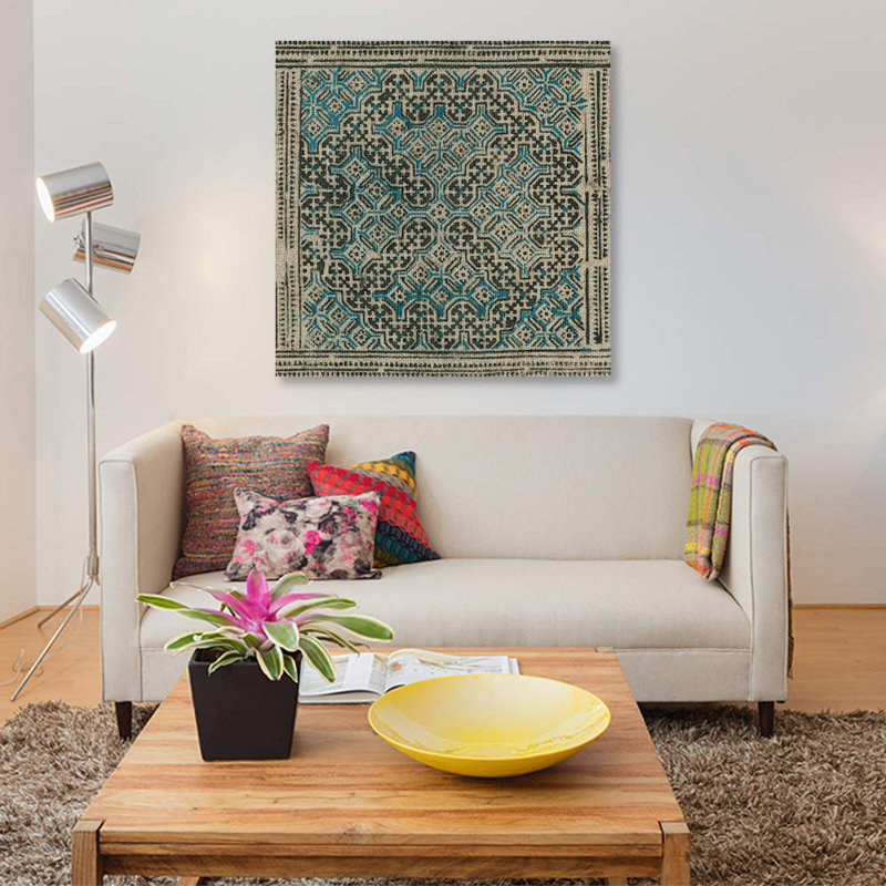 « block print textile iv », reproduction d’impression sur toile, H 12 po x l 12 po x P 0,75 po, Toile tendue, Pas de tapis