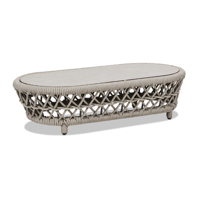 Corzatt 43.5" Oval Woven Patio Coffee Table by Bay Isle Home