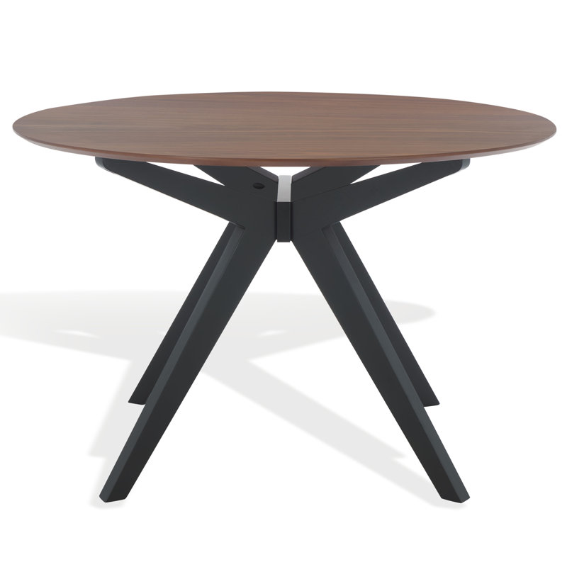 Rhonda Round Wood Dining Table, Walnut, Black