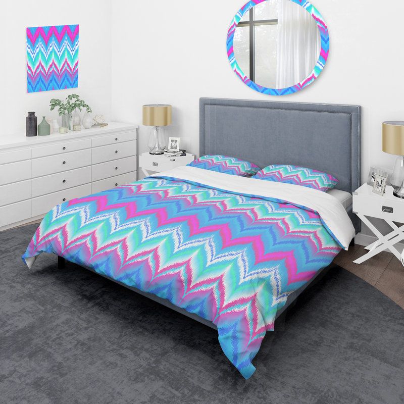 Multicolor Abstract Pattern - Abstract Duvet Cover Set - Microfiber Polyester, King Duvet Cover + 2 King Shams