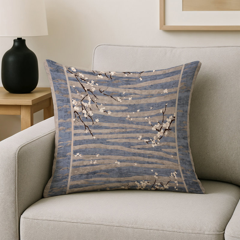 Coussin décoratif intérieur et extérieur Modern, Bleu abstrait 16, Carré 16 po
