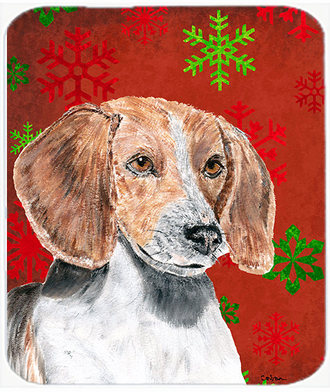East Urban Home English Foxhound Snowflake Glass Cutting Board, Red/Green