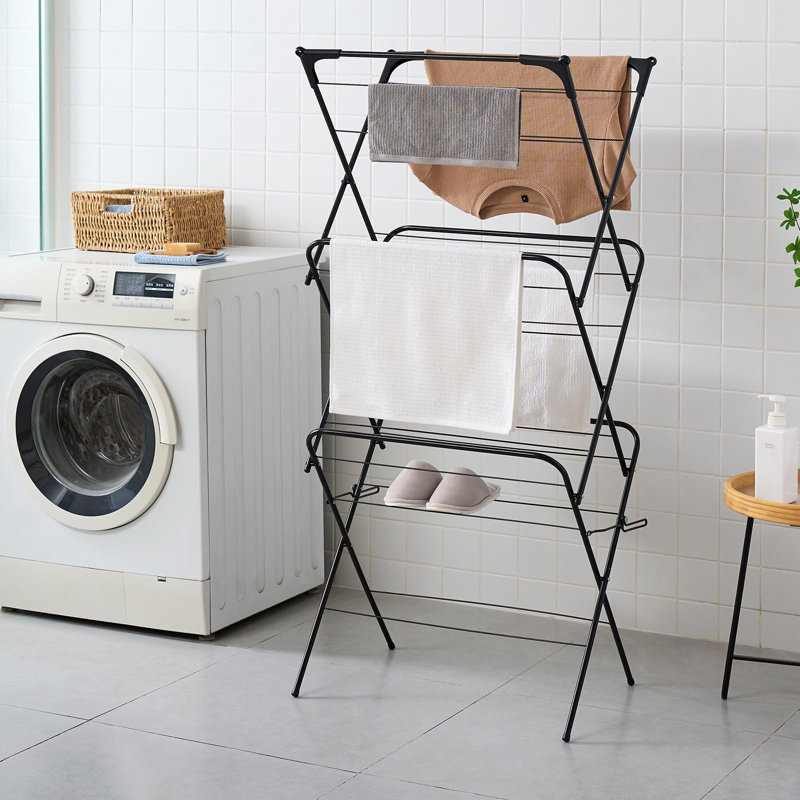 Metal Foldable Accordion Drying Rack, Black