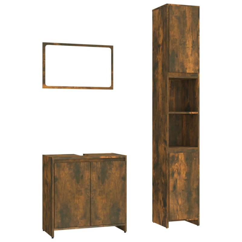 Bathroom Storage Furniture Set, Smoked Oak