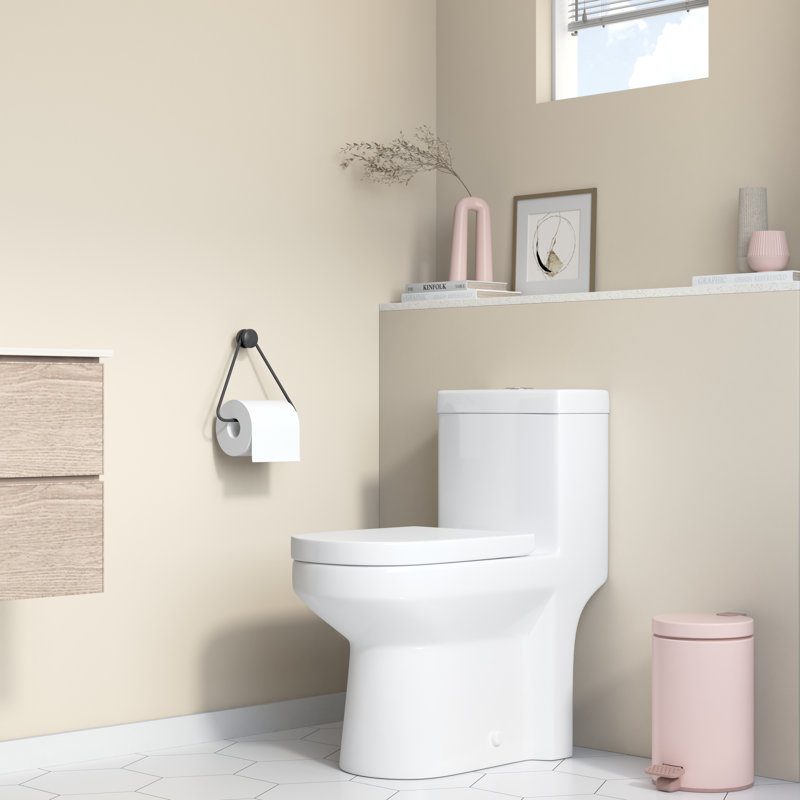 Compact Toilet 1.28 GPF Round Comfort Height Floor Mounted One-Piece Toilet