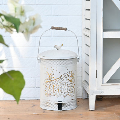 2 Gal Vintage Small Step On Trash Can With Lid Liner and Handle, Farmhouse Rustic Garbage Can Decor