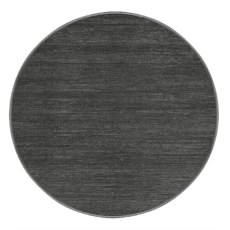 Tapis gris uni lavable à la machine, Rond 3 pi